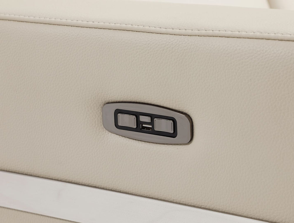 DivanItalia 990 Power Reclining Sofa with Power Headrest in Top-Grain Italian Leather - Beige