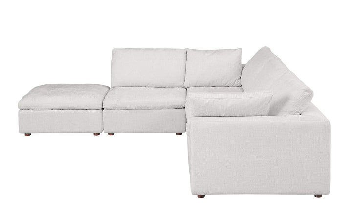 DivanItalia 1100 5-Piece Right Arm Facing 4-Seat Sectional – Top-Grain Italian Leather - Pearl
