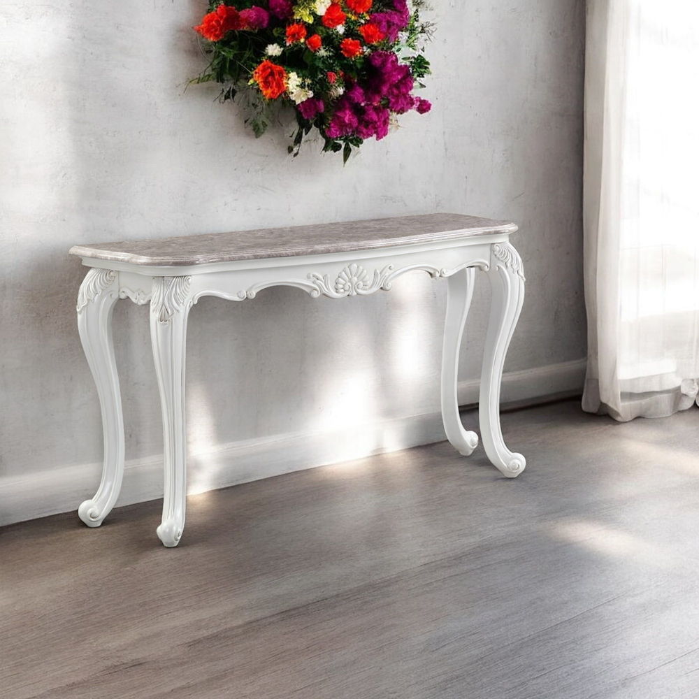 Ciddrenar - Sofa Table - Marble Top & White