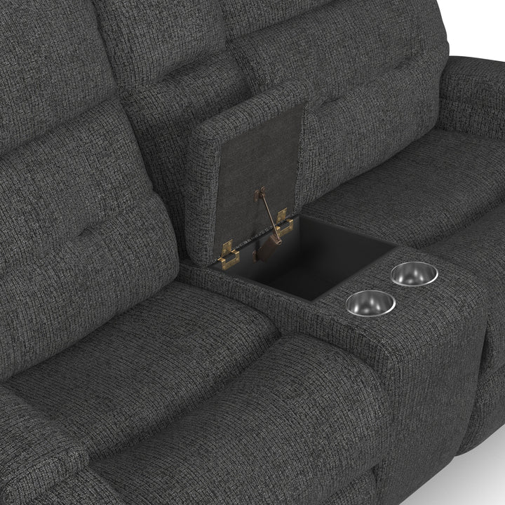 Strait Power Reclining Loveseat With Console &amp; Power Headrests Gray