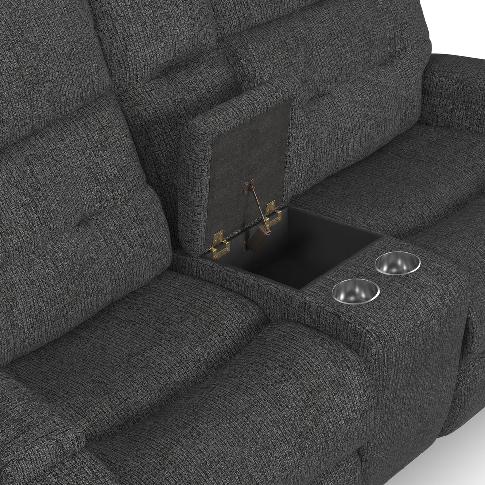 Strait Power Reclining Loveseat With Console & Power Headrests Gray