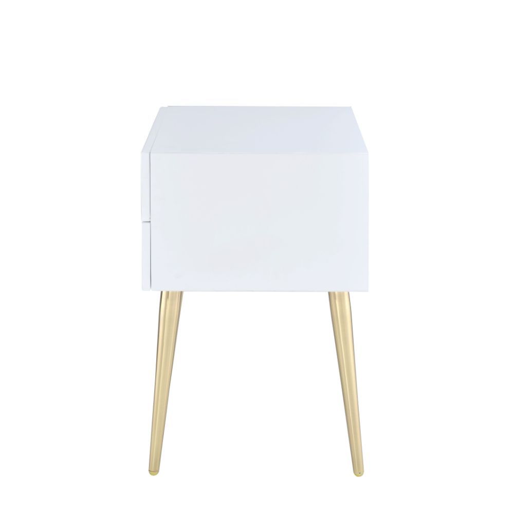 Denvor - End Table - White & Gold