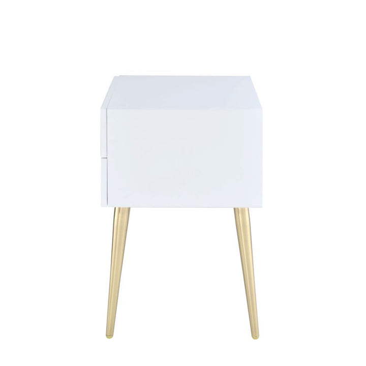 Denvor - End Table - White & Gold