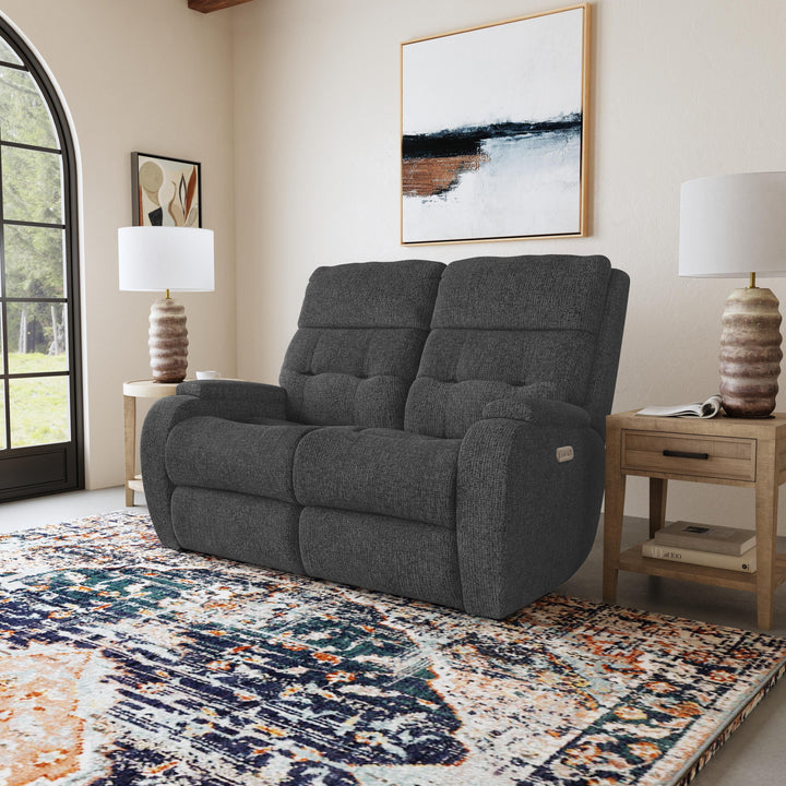 Strait Power Reclining Loveseat With Power Headrests Gray