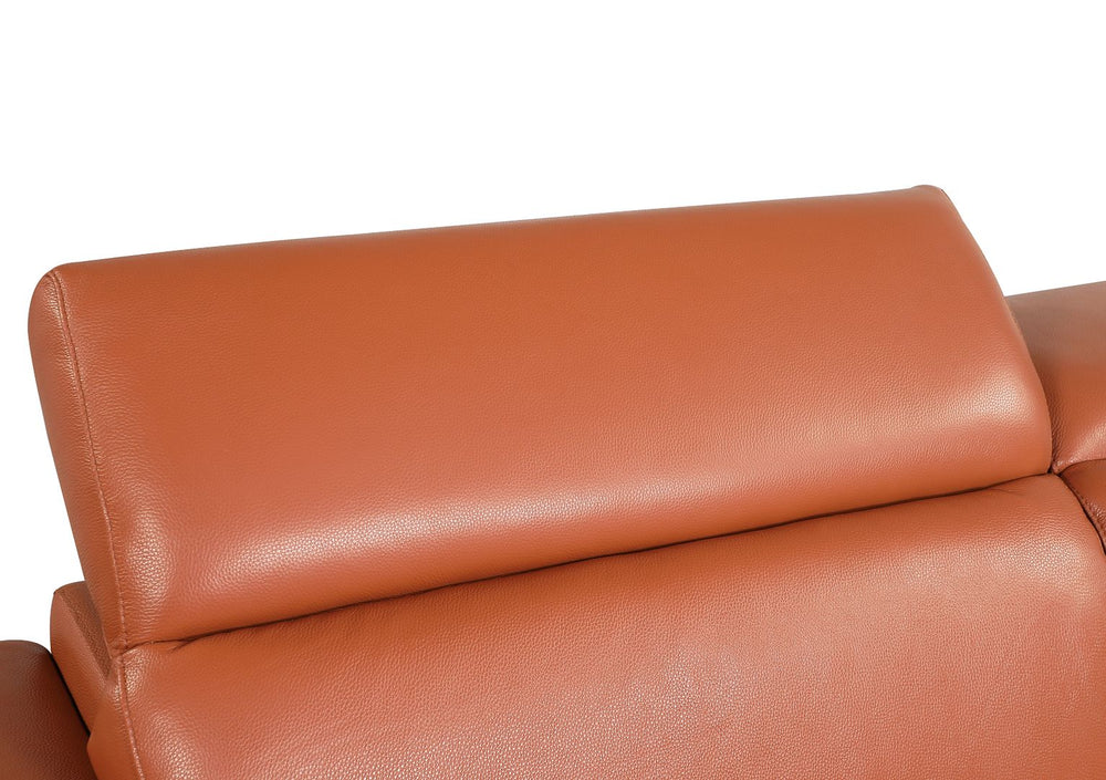 DivanItalia 692 Chair with Adjustable Headrest in Top-Grain Italian Leather - Camel
