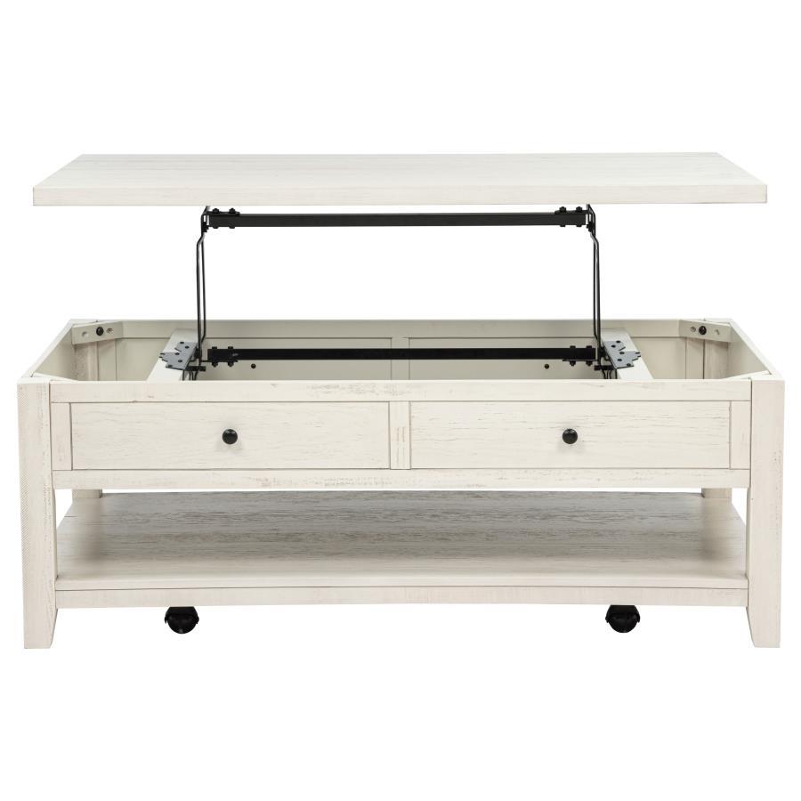 Payne - 48" Mobile Lift Top Coffee Table - Distressed White