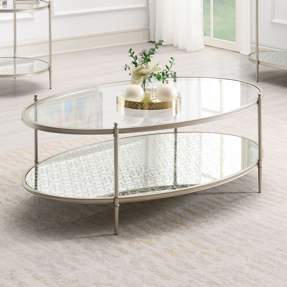 ACME Furniture Zaba Coffee Table Glass Top & Champagne