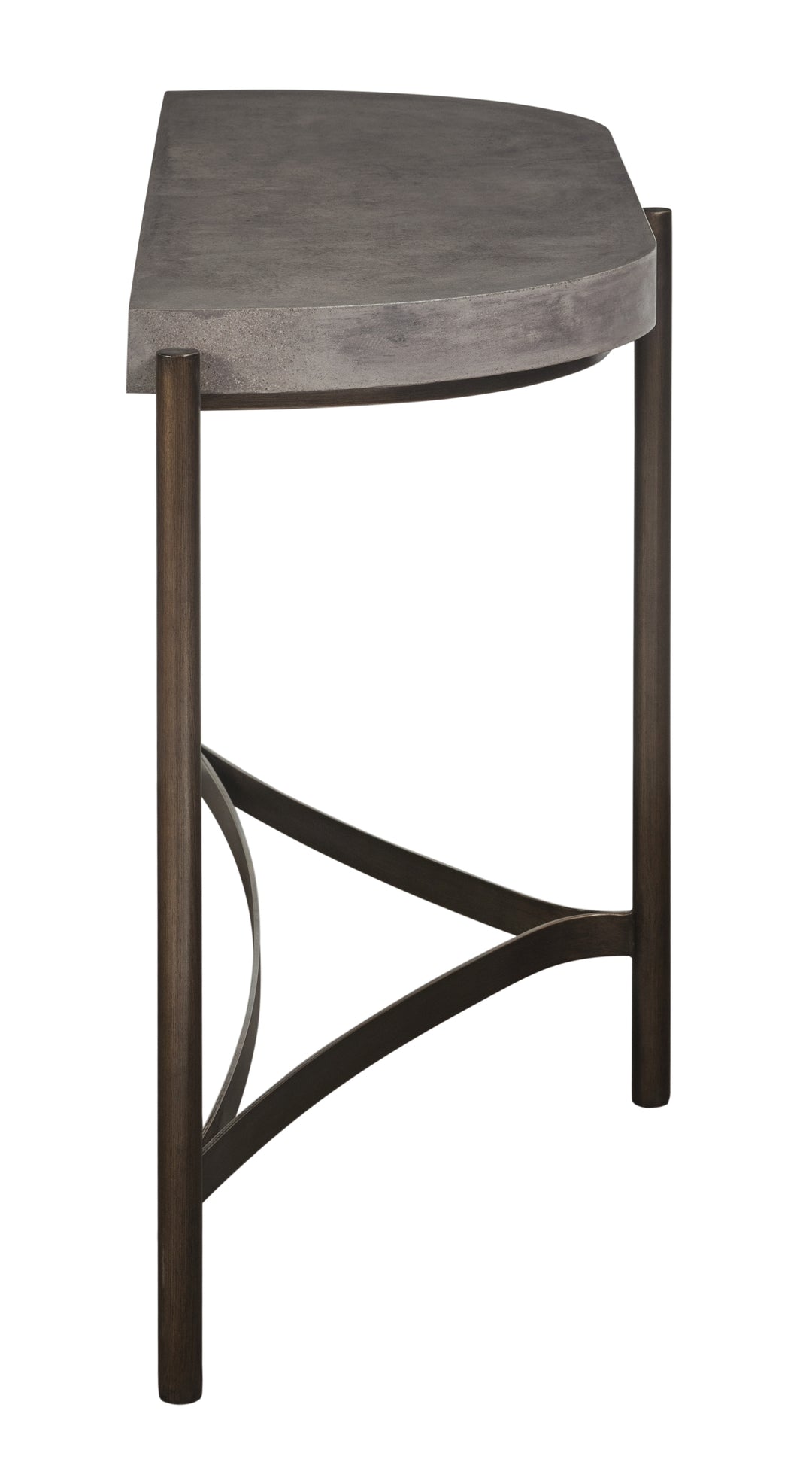 Modus Furniture A89423 Lyon Semi Circular Natural Concrete And Metal Console Table