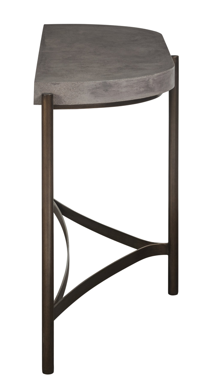 Modus Furniture A89423 Lyon Semi Circular Natural Concrete And Metal Console Table