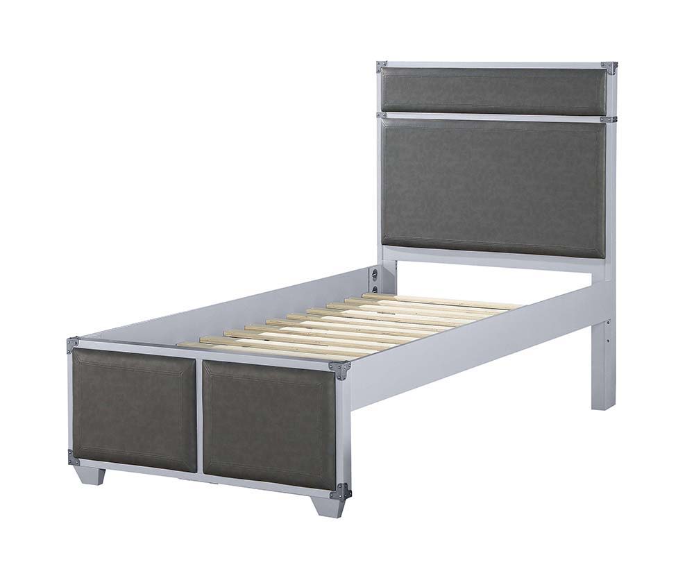 ACME Furniture Orchest Twin Bed Gray Synthetic Leather & Gray