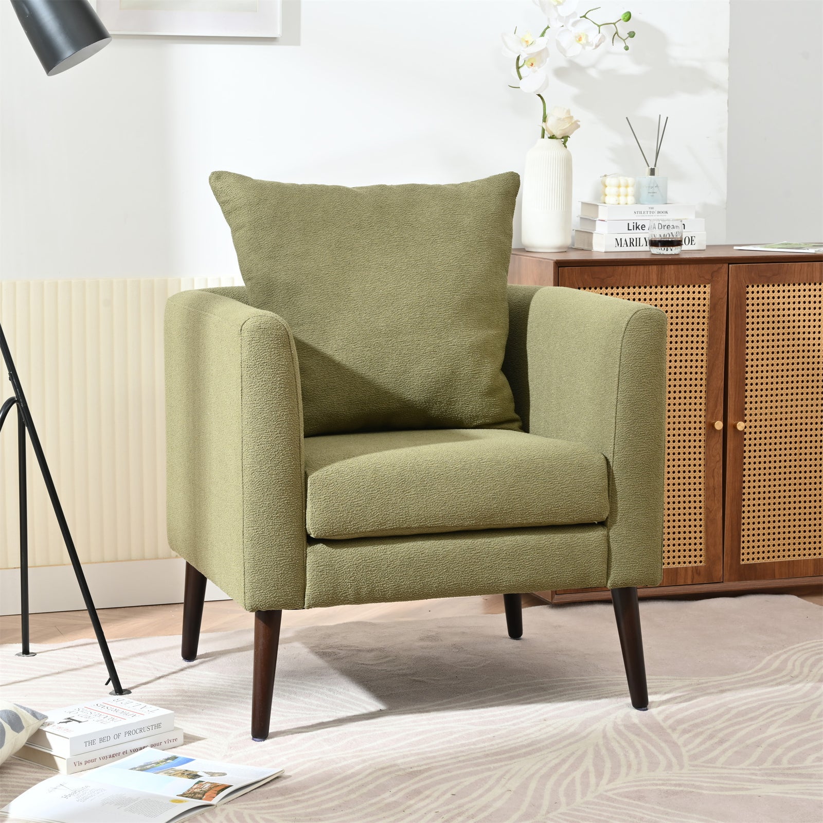 mid-century-fabric-lounge-chair-with-pillow-in-olive-green-w1028p188577