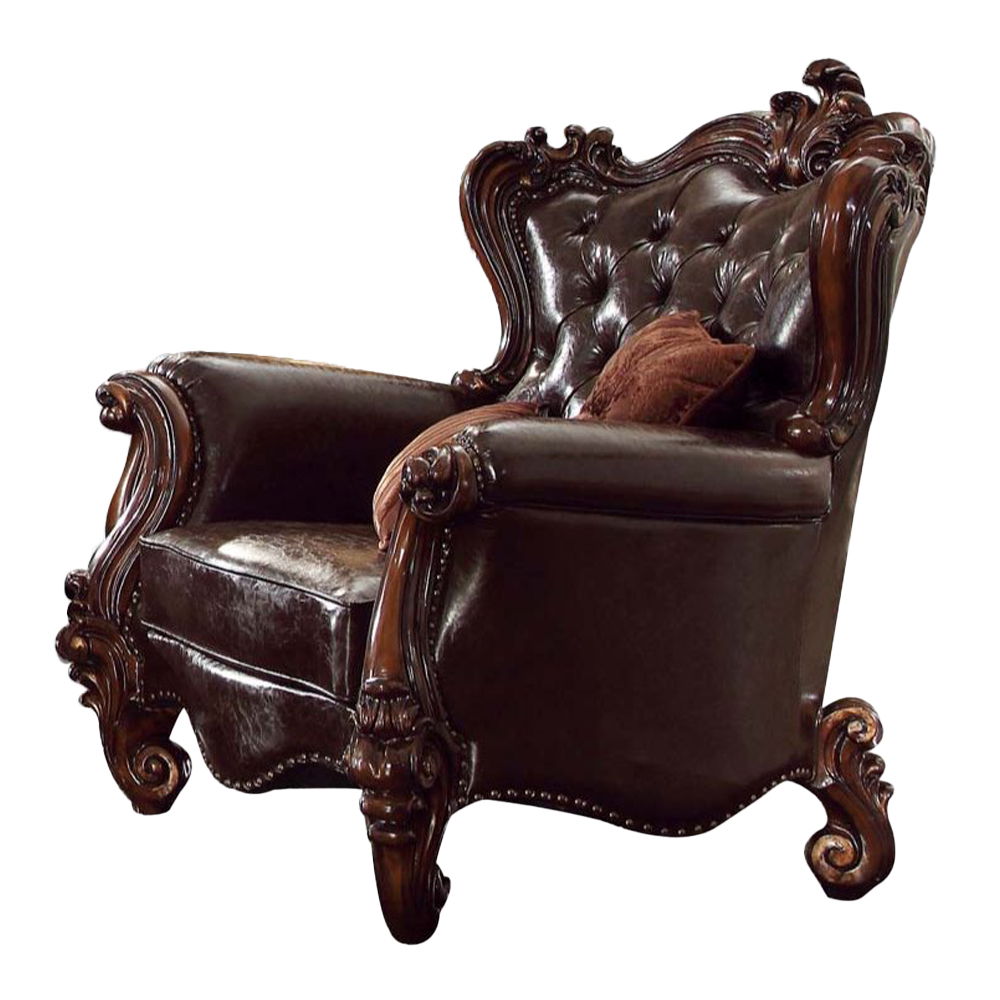 ACME Furniture Versailles Chair With 2 Pillows Two Tone Dark Brown Synt