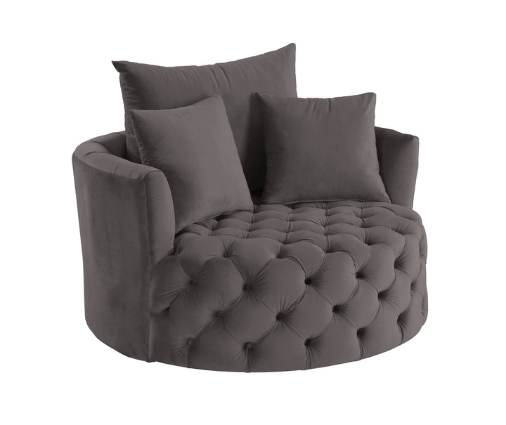 Zunyas - Velvet Accent Chair With Swivel - Gray
