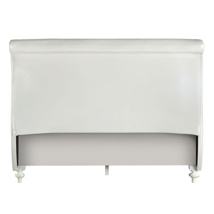 Dorothy - Twin Bed - Pearl White Synthetic Leather & Ivory