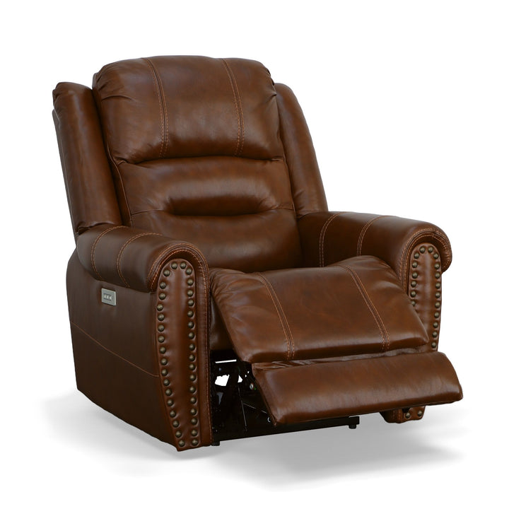 Oscar Leather Power Recliner with Power Headrest in Grizzly
