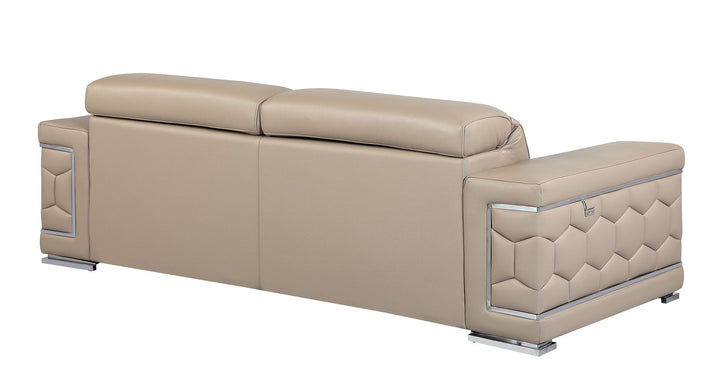 DivanItalia 692 Sofa with Adjustable Headrest in Top-Grain Italian Leather - Beige