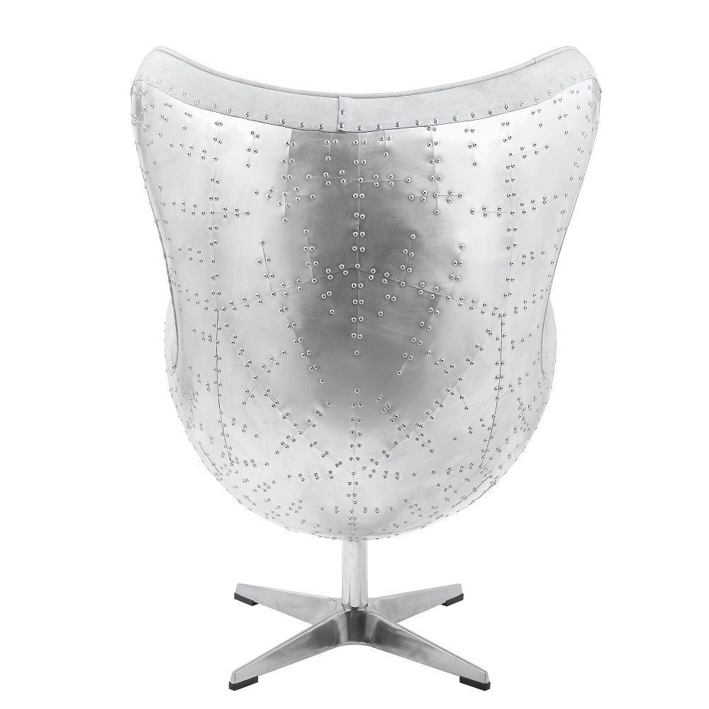 Brancaster - Accent Chair With Swivel - Vintage White Top Grain Leather & Aluminum