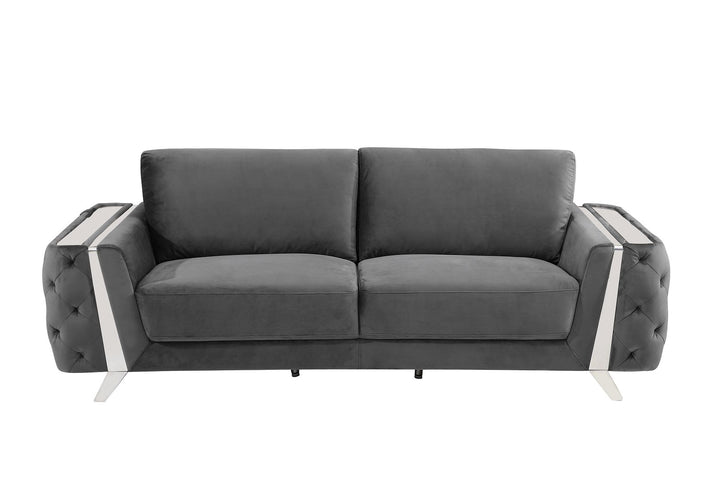 DivanItalia 1051 Sofa in Velvet Fabric - Dark Gray