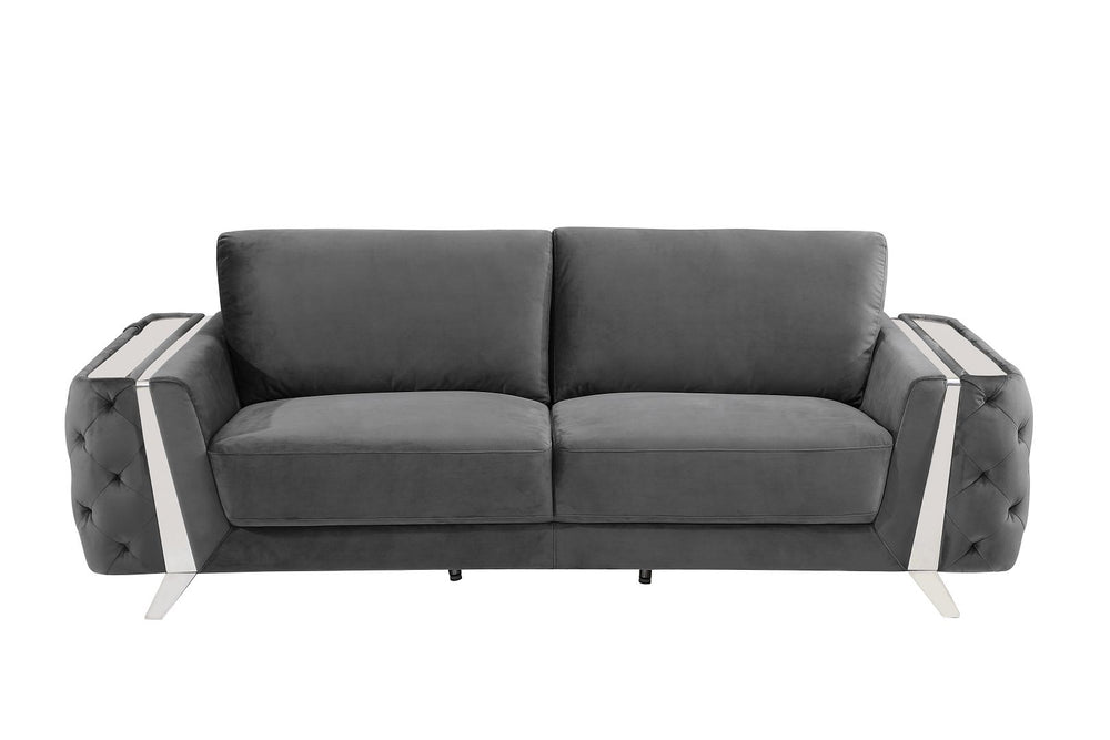 DivanItalia 1051 Sofa in Velvet Fabric - Dark Gray