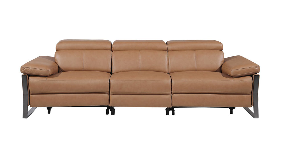 DivanItalia 1246 Modular Power Dual Reclining Sofa with Power Reclining Headrests – Top Grain Italian Leather - Cognac