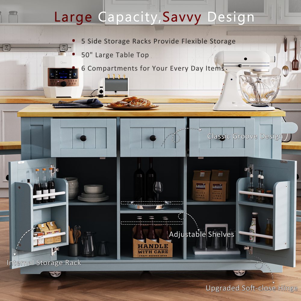 53-inch-blue-kitchen-island-cart-with-drop-leaf-and-power-outlet