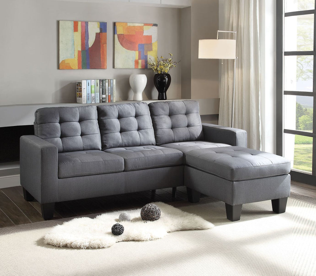 Earsom - Reversible Sofa & Ottoman - Gray Linen