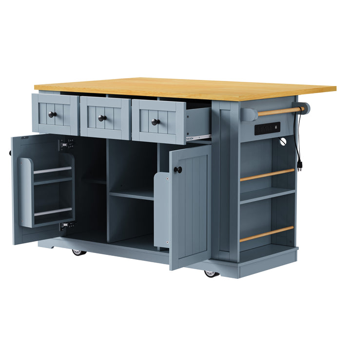 53-inch-blue-kitchen-island-cart-with-drop-leaf-and-power-outlet