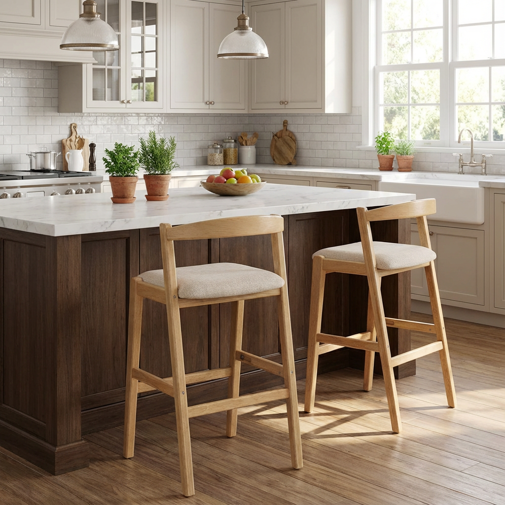 Balmain Rubberwood Barstool – Natural (Set of 2)