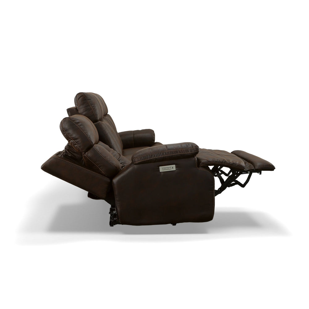Clive Fabric Power Reclining Sofa with Power Headrests & Lumbar in Clove