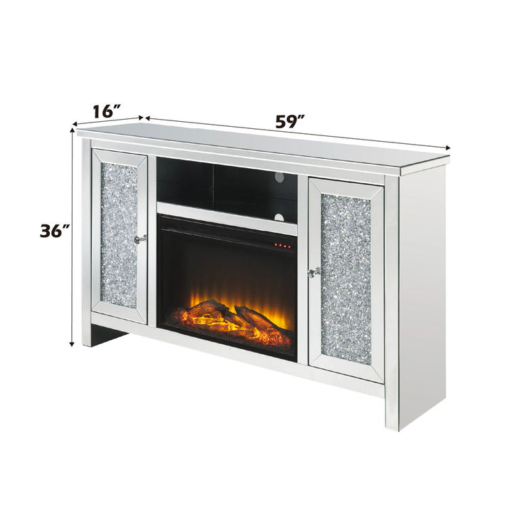 Noralie - 36" TV Stand With Fireplace - Mirrored & Faux Diamonds