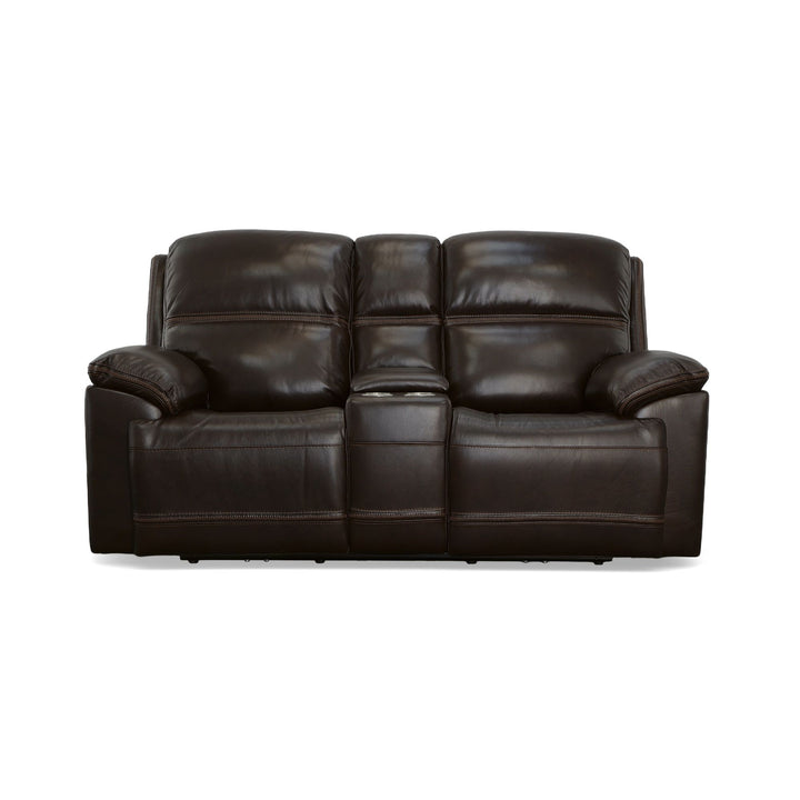 Jackson Leather Power Reclining Loveseat with Console &amp; Power Headrests in Dark Brown