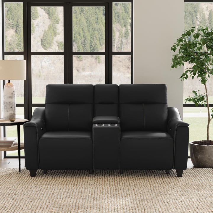Walter Power Reclining Loveseat With Console &amp; Power Headrests Coal