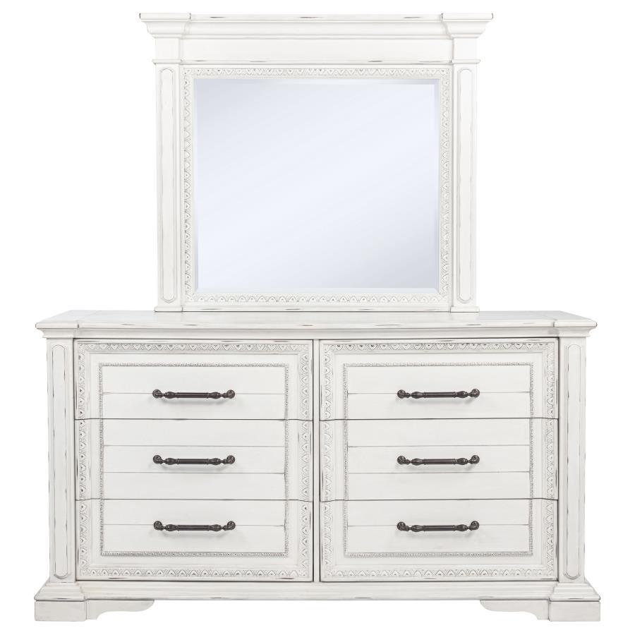 Mckinney - 6-Drawer Bedroom Dresser With Mirror - Vintage White
