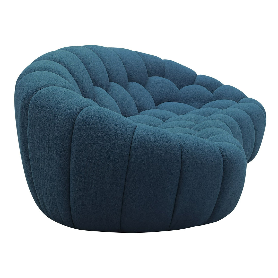 Yolonda - Modern Curved Dark Teal Fabric Loveseat
