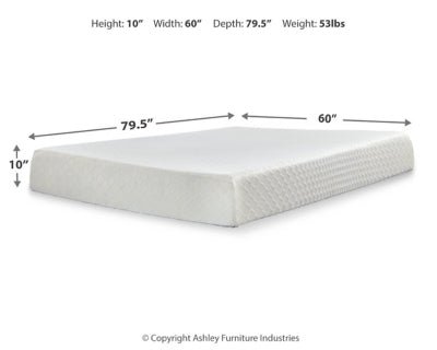 10 Inch Chime Memory Foam Queen Mattress in a Box - White Memory Foam Mattress modern furniture Contempo Furniture
