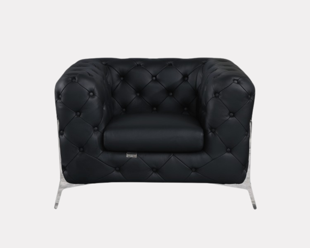 DivanItalia 970 Italian Leather Black Chair