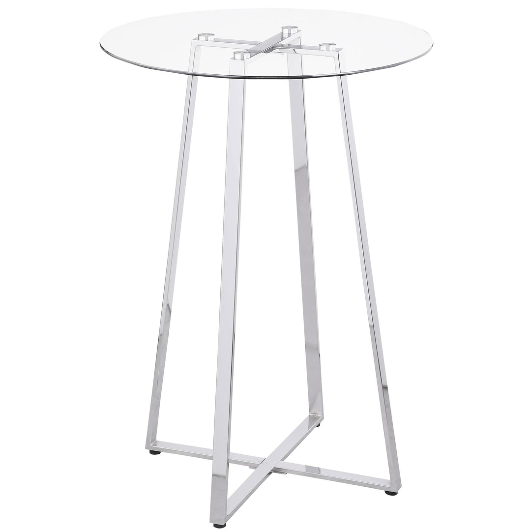 Coaster Furniture 100026 Zanella Round 30-inch Glass Top Bistro Bar Table Chrome