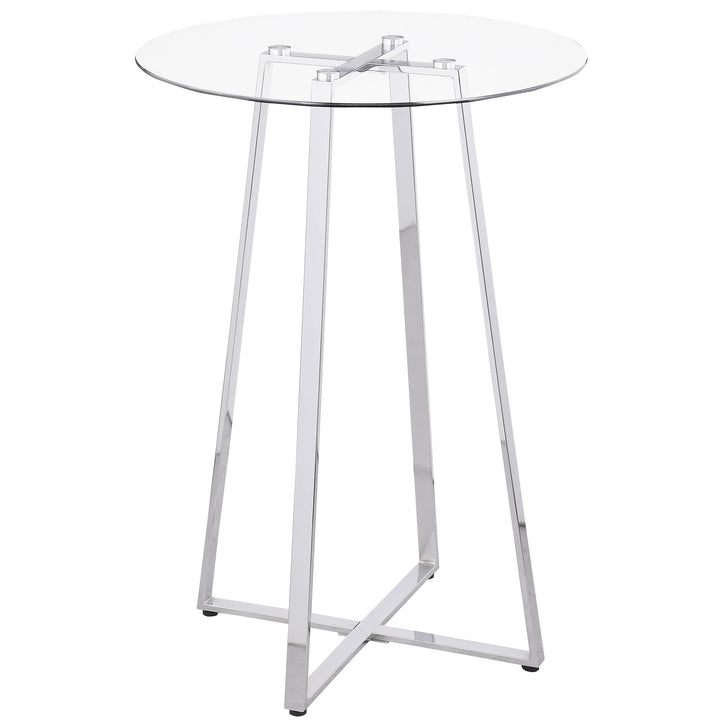 Coaster Furniture 100026 Zanella Round 30-inch Glass Top Bistro Bar Table Chrome