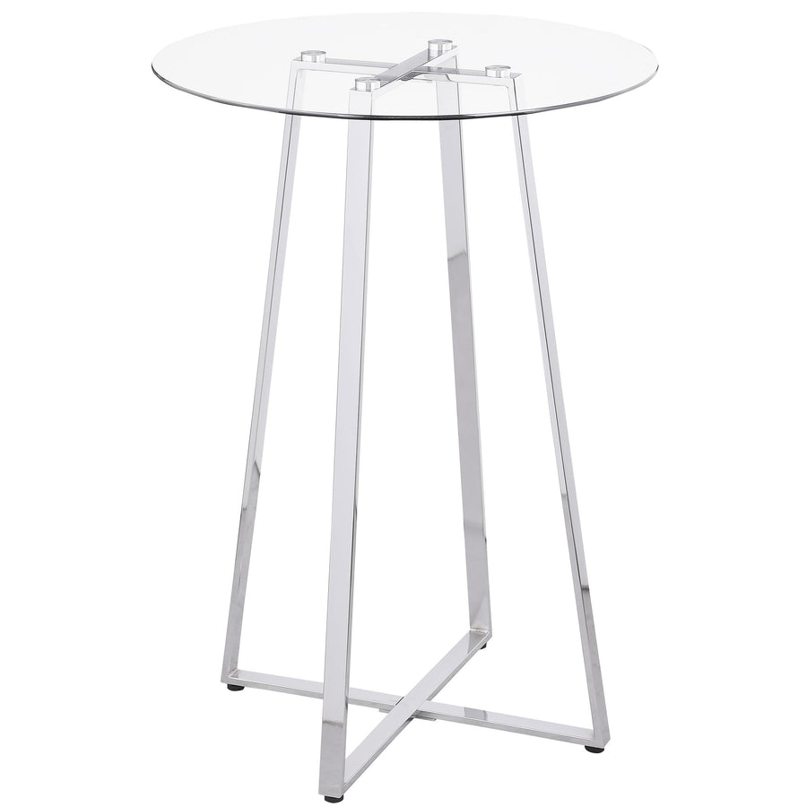 Coaster Furniture 100026 Zanella Round 30-inch Glass Top Bistro Bar Table Chrome