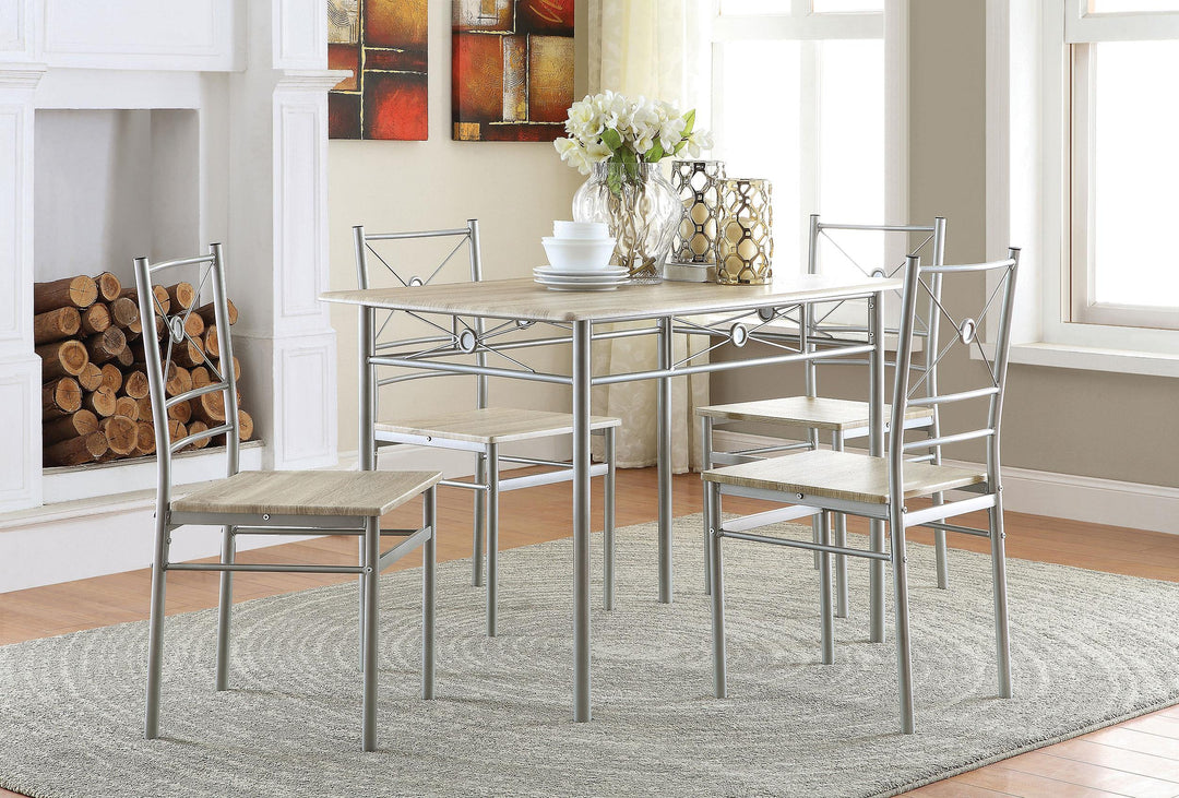 coaster-furniture-100035-anna-5-piece-rectangular-dining-table-set-silver