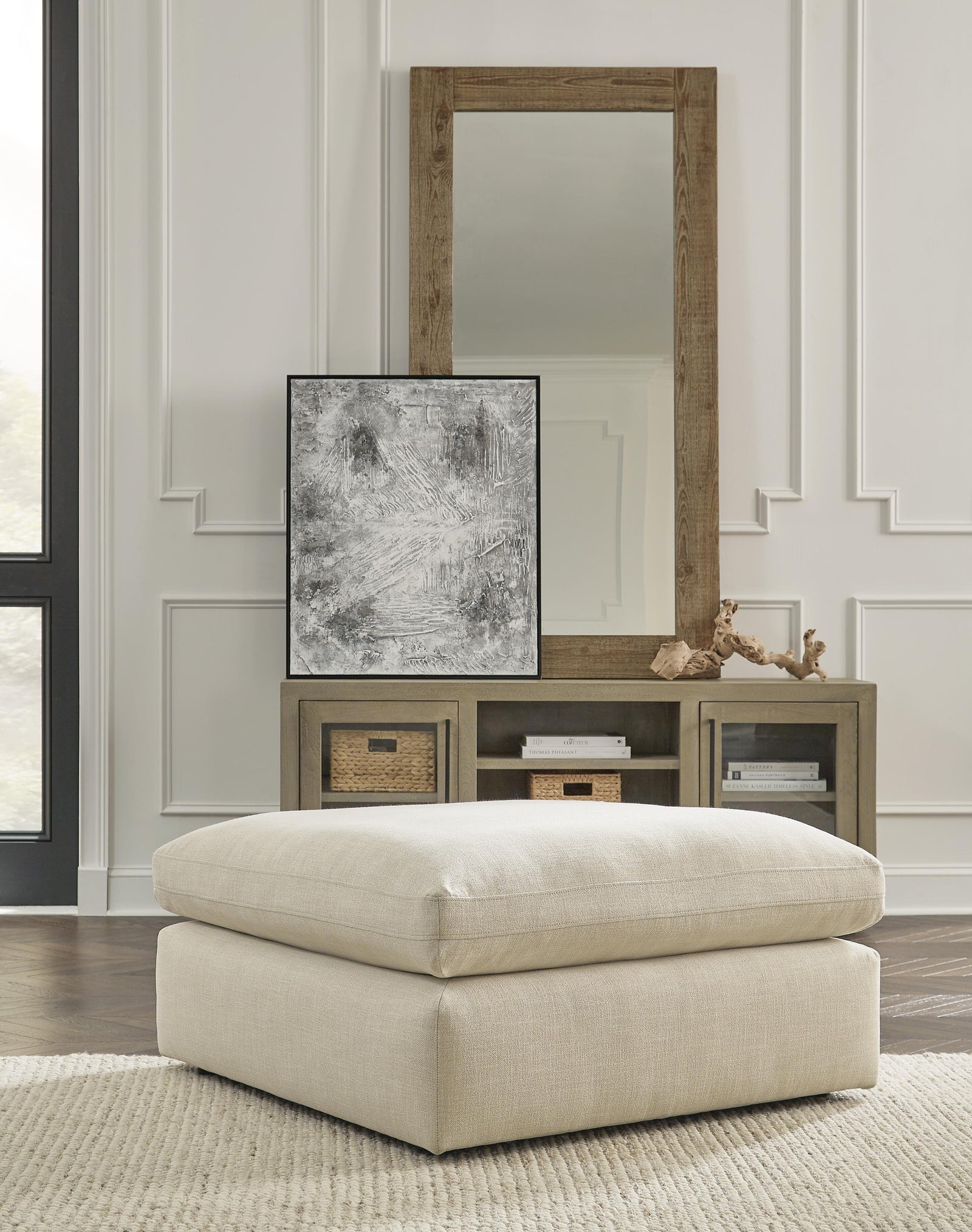 Elyza Oversized Accent Ottoman - Pearl Silver (2)