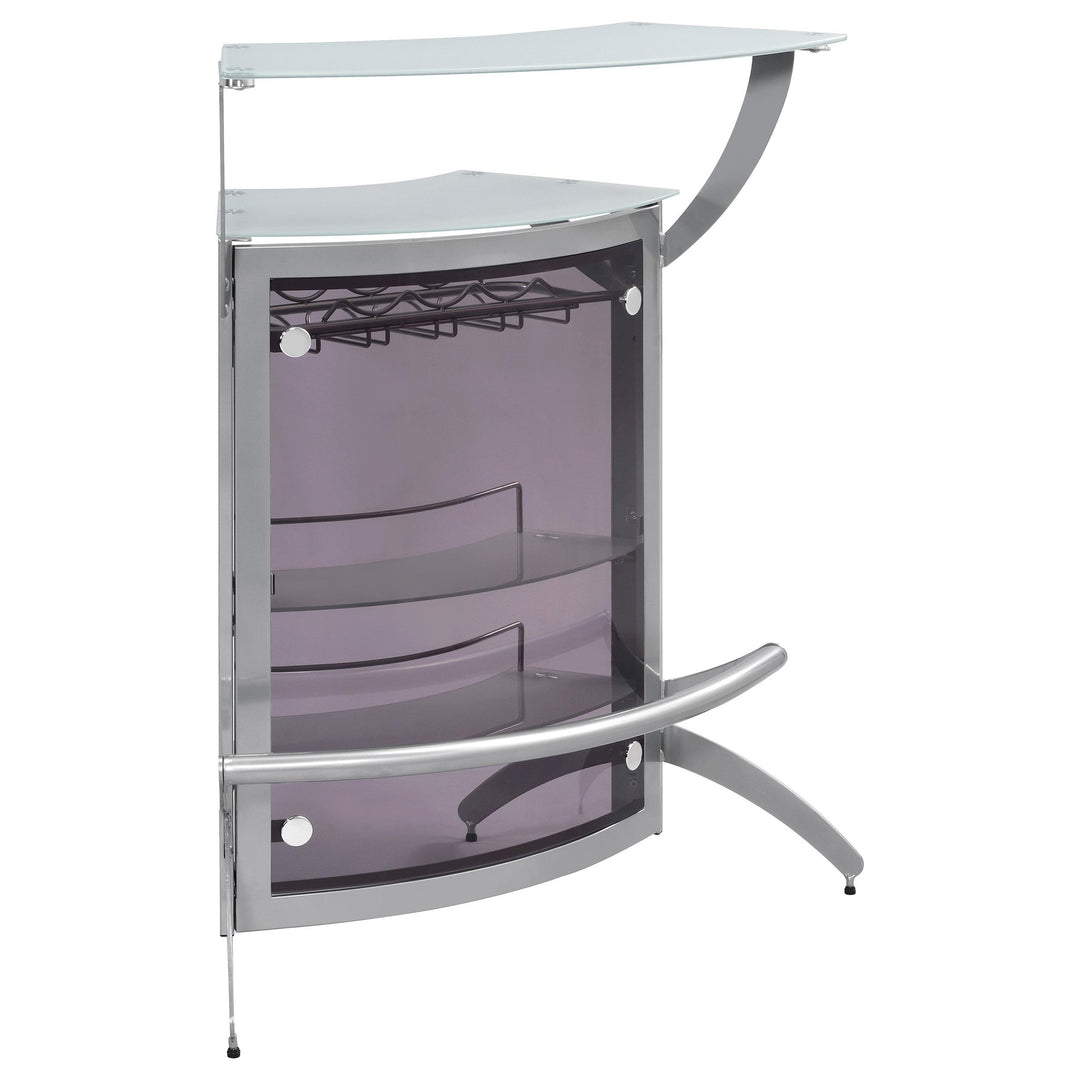 Coaster Furniture 100135 Dallas 2-shelf Curved Freestanding Home Bar Cabinet Silver