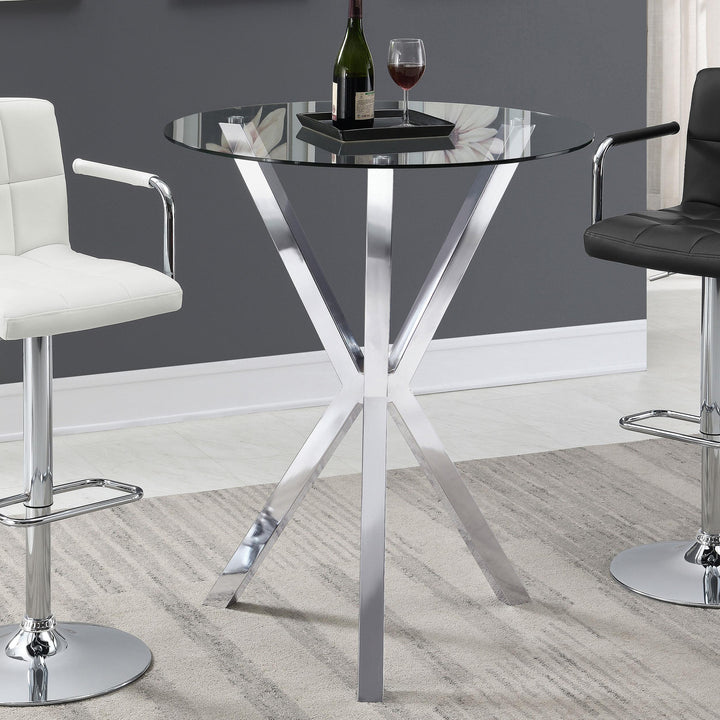 coaster-furniture-100186-denali-round-35-inch-glass-top-bistro-bar-table-chrome