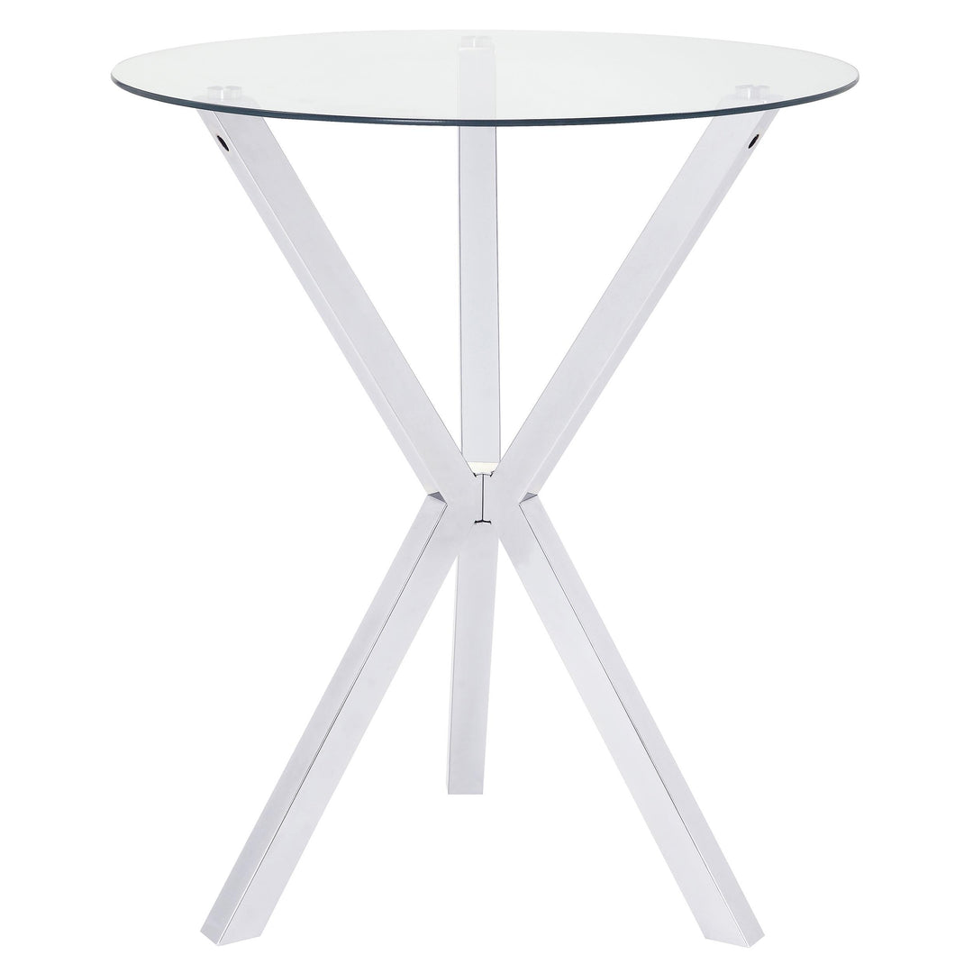 Coaster Furniture 100186 Denali Round 35-inch Glass Top Bistro Bar Table Chrome
