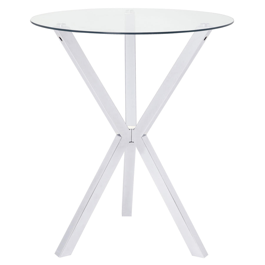 Coaster Furniture 100186 Denali Round 35-inch Glass Top Bistro Bar Table Chrome