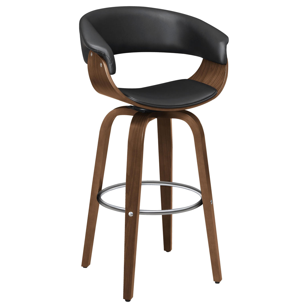 Coaster Furniture 100205 Zion Upholstered Swivel Bar Stool Walnut and Black