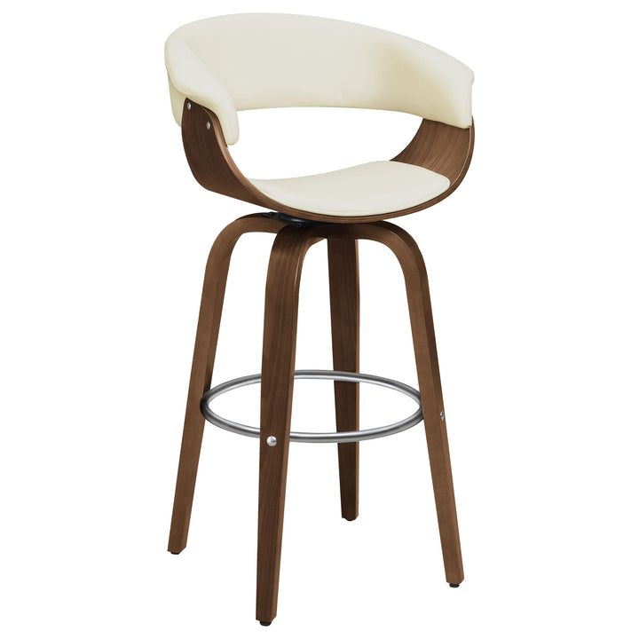 Coaster Furniture 100206 Zion Upholstered Swivel Bar Stool Walnut and Ecru