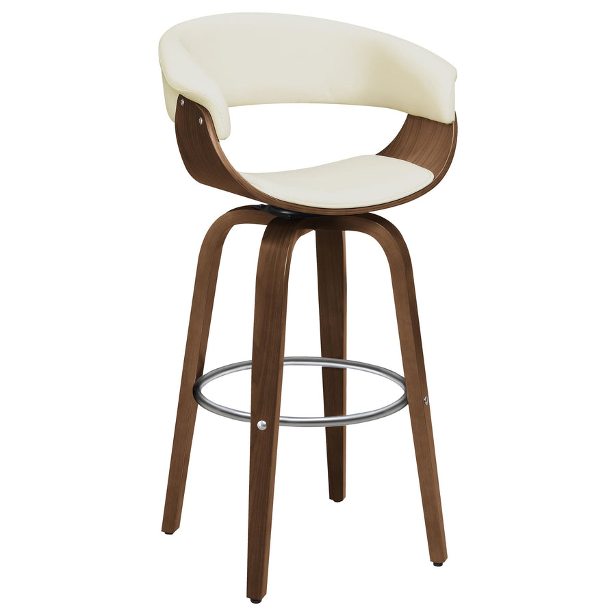 Coaster Furniture 100206 Zion Upholstered Swivel Bar Stool Walnut and Ecru