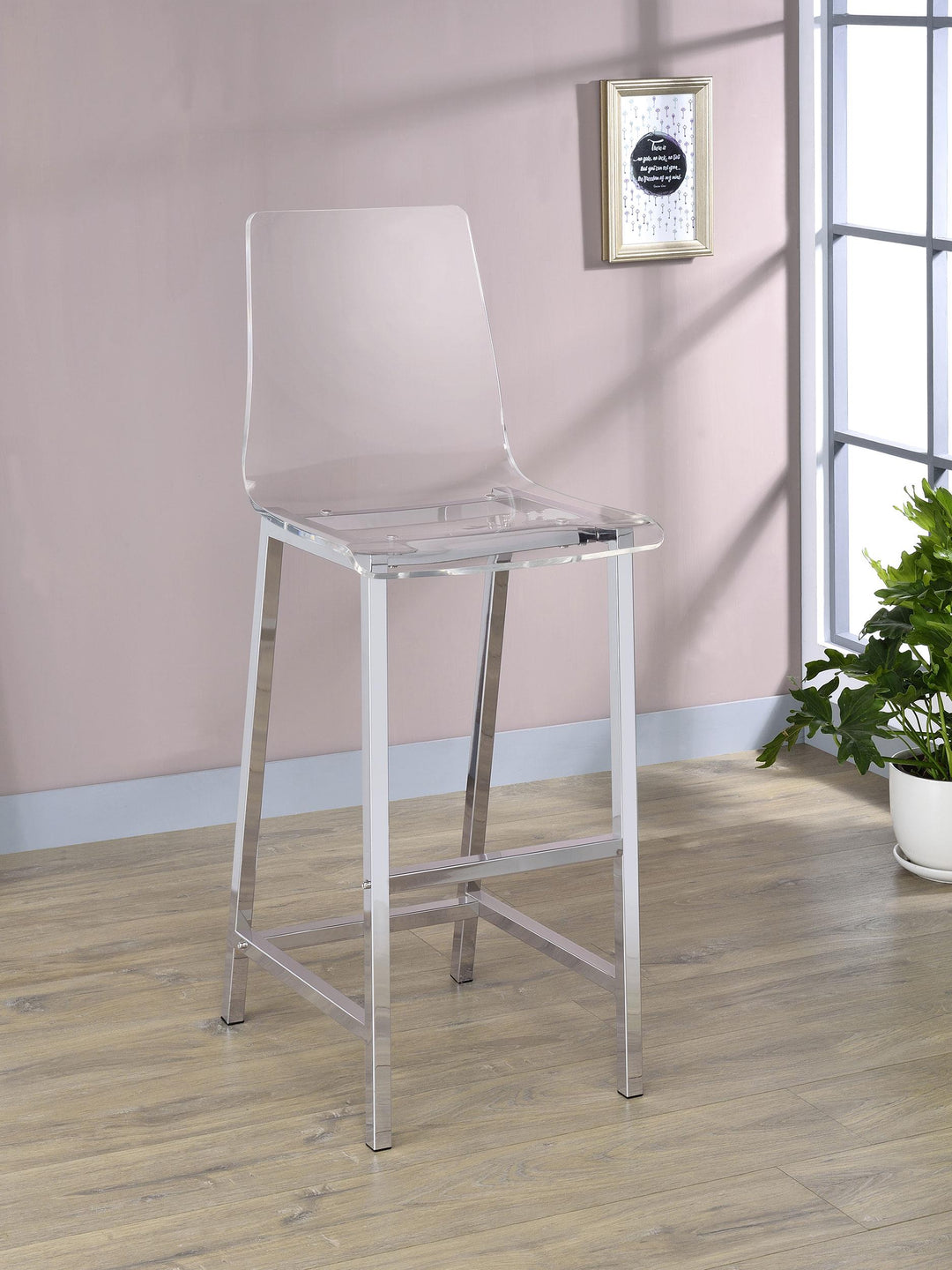 Coaster Furniture 100295 Juelia Clear Acrylic Bar Chair Chrome