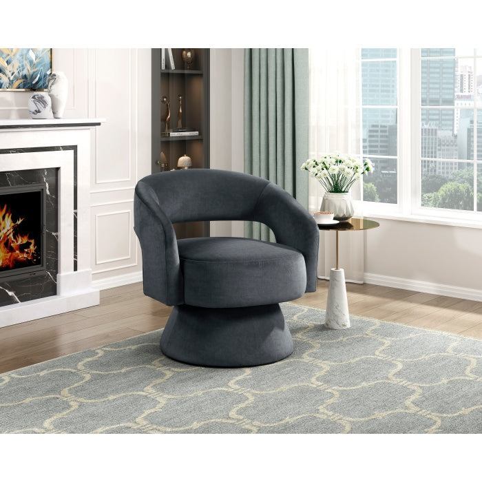 Lavon Dark Gray Velvet Swivel Chair